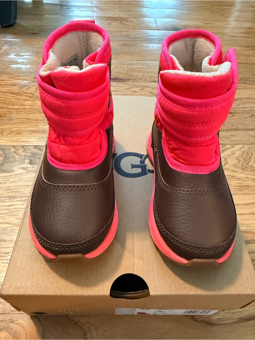 UGG Kids Brown and Pink Insulated Snow Boots